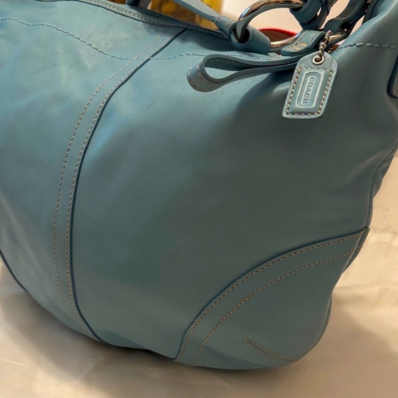 Coach Handbags - Chic Coach Light Blue Leather purse